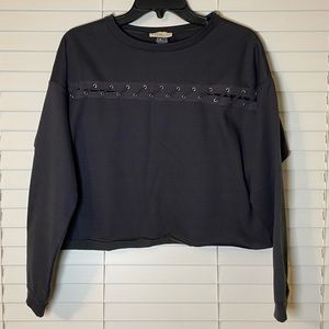 Laced Dark Grey Cropped Sweatshirt